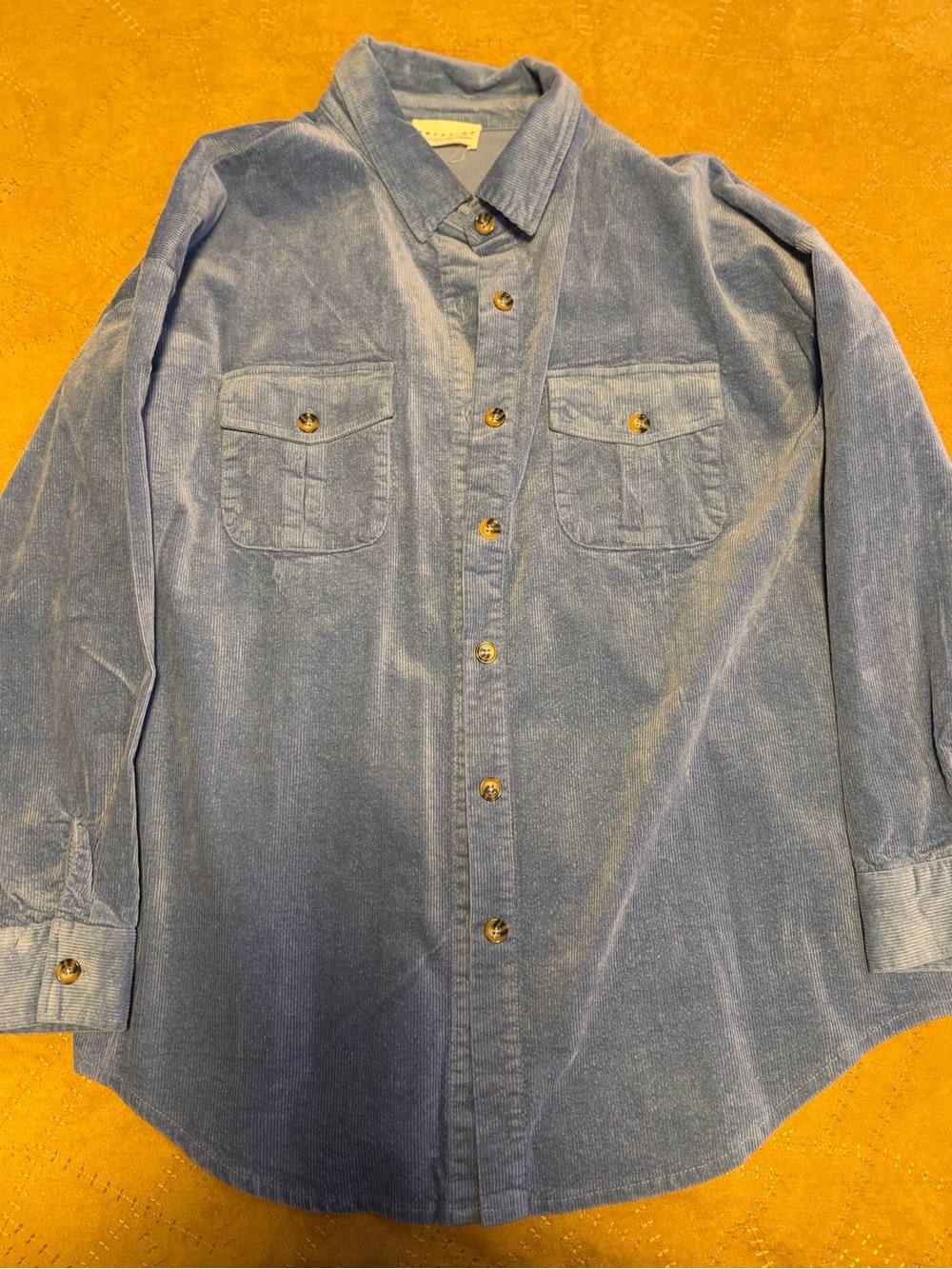 Women’s Blue Corduroy Button-Down Shirt Jacket